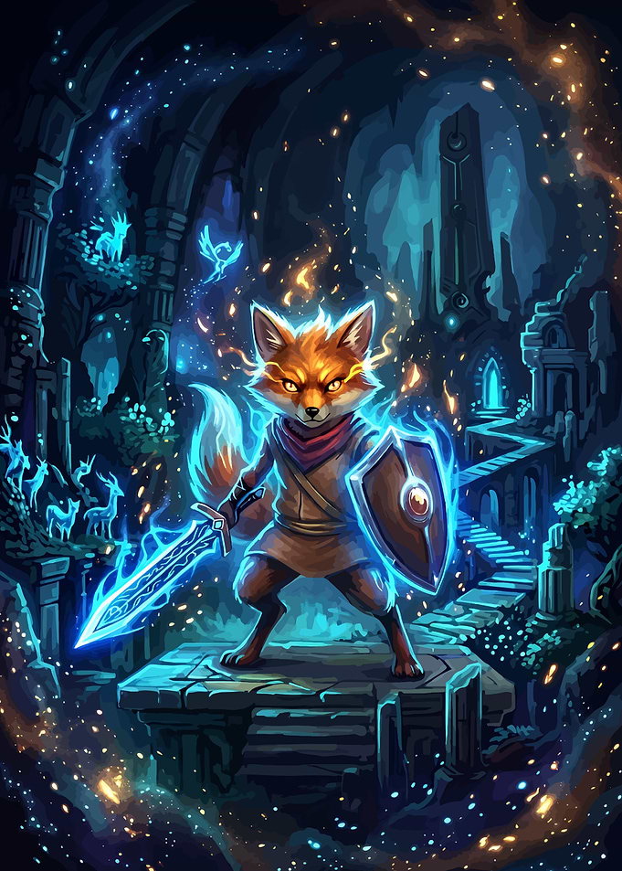 Warrior Fox from Tunic in Enchanted Ruins