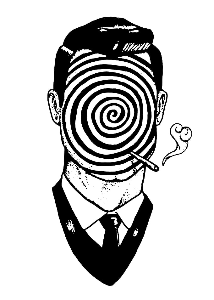 Hypnotic Man Smoking Illustration