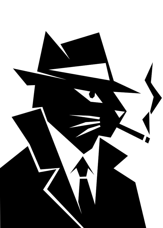 Noir Detective Cat Silhouette
