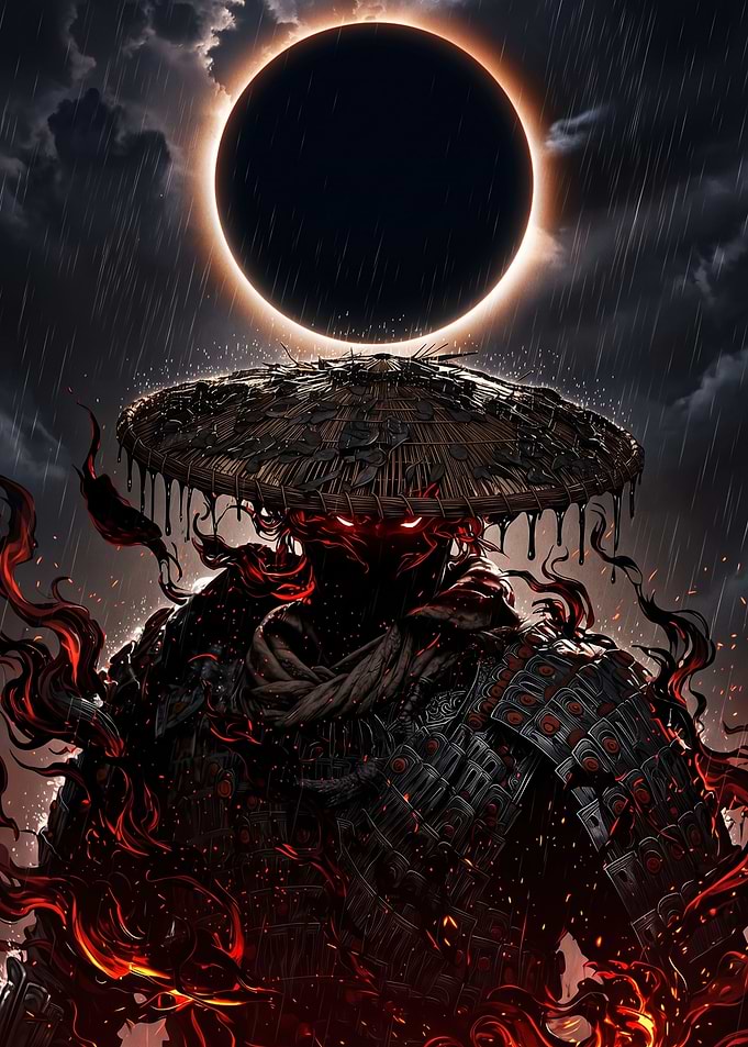 Dark Samurai Under Solar Eclipse