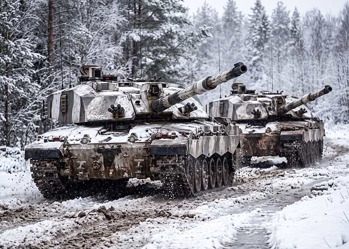 Challenger 2 Tanks in Winter Training