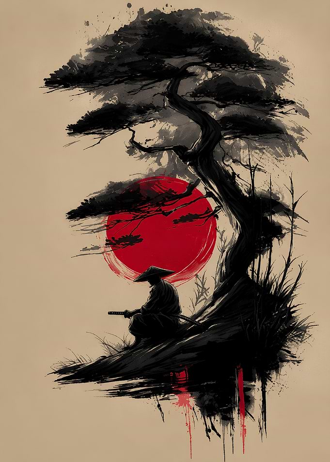 Samurai Under Bonsai Tree