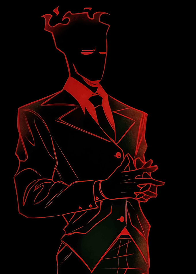 Fiery Silhouette Man in Suit