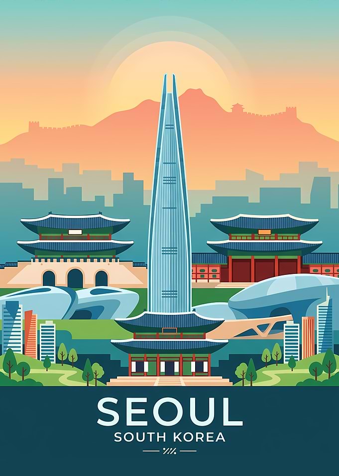 Seoul South Korea Travel Poster