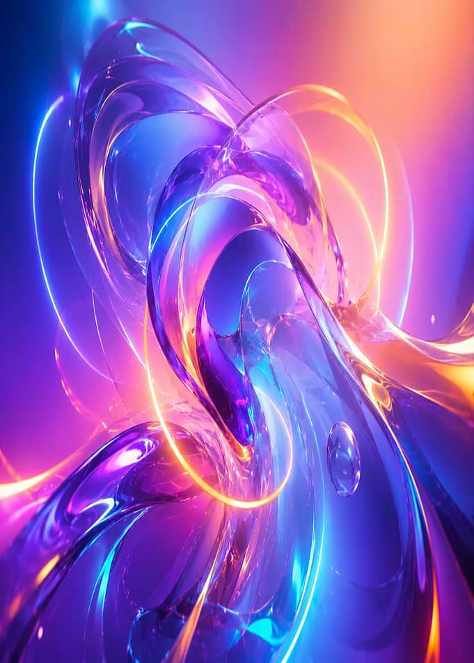 Abstract Neon Fluid Glass Waves