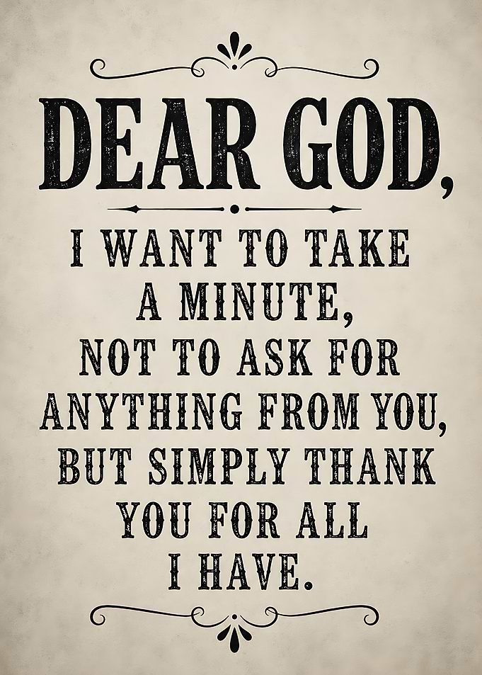 Dear God Inspirational Gratitude grateful blessed Quote Wall Art