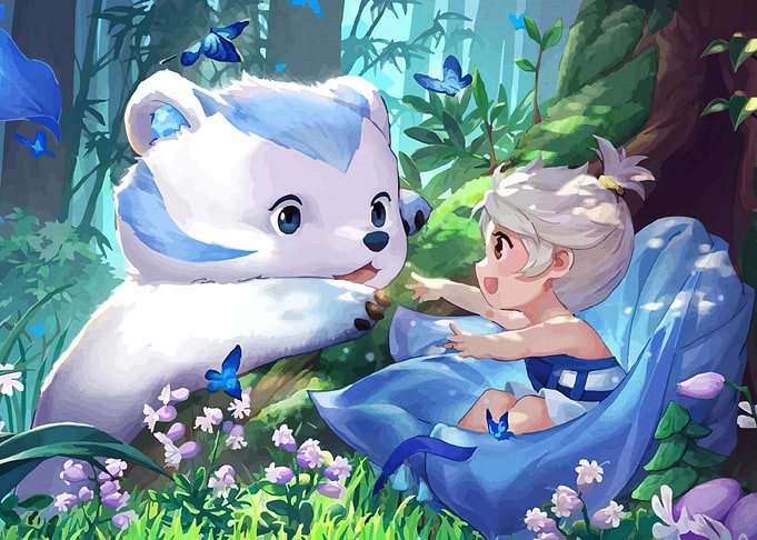 Child and Magical Bear Friend
