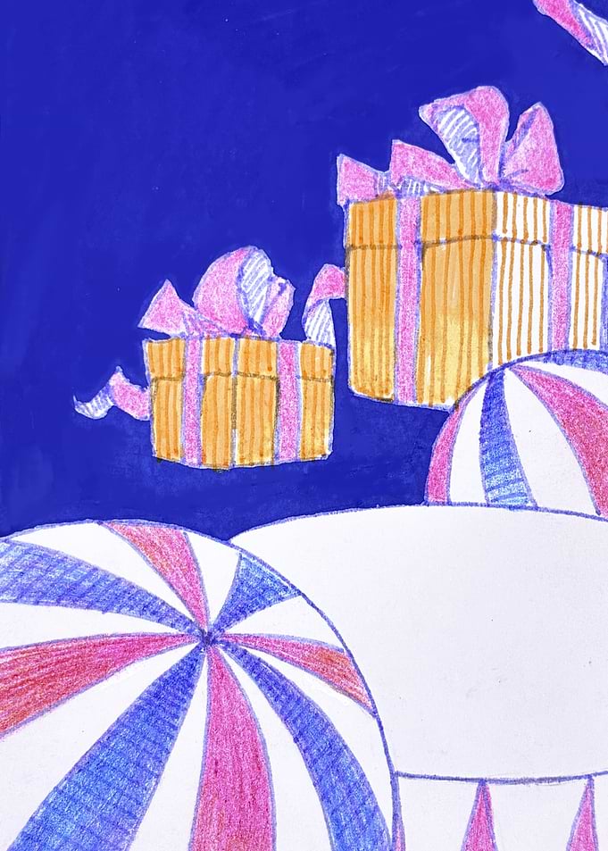 Hand-Drawn Festive Gift Boxes Illustration