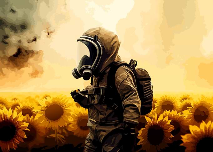 Survivor in a Sunflower Field