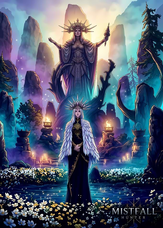 Mistfall Hunter Fantasy Goddess Scene