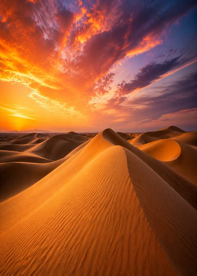 Vibrant Desert Dunes at Sunset