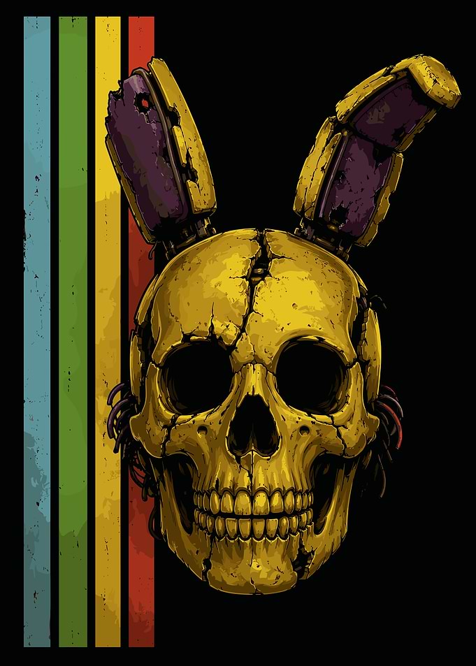 Springtrap Skull Retro Gaming Art