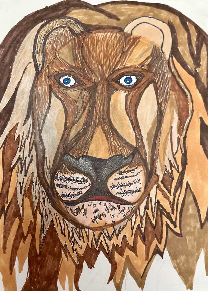 Hand-Drawn Lion Portrait