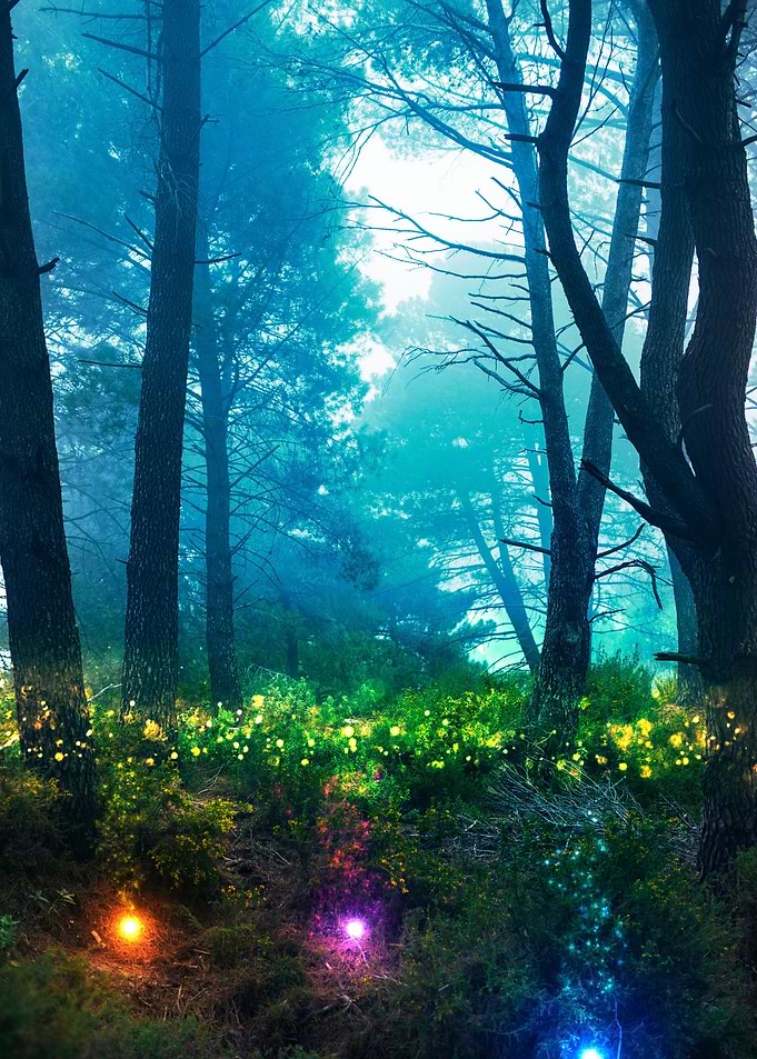 Enchanted Forest with Glowing Lights