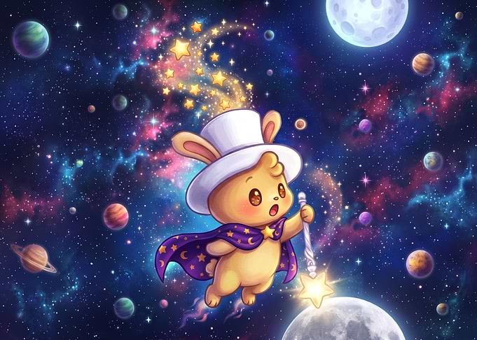 Magical Bunny Wizard in Space
