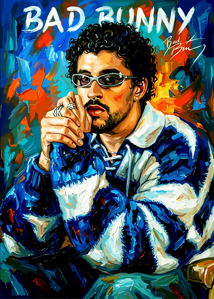 Bad Bunny Artistic Portrait Poster