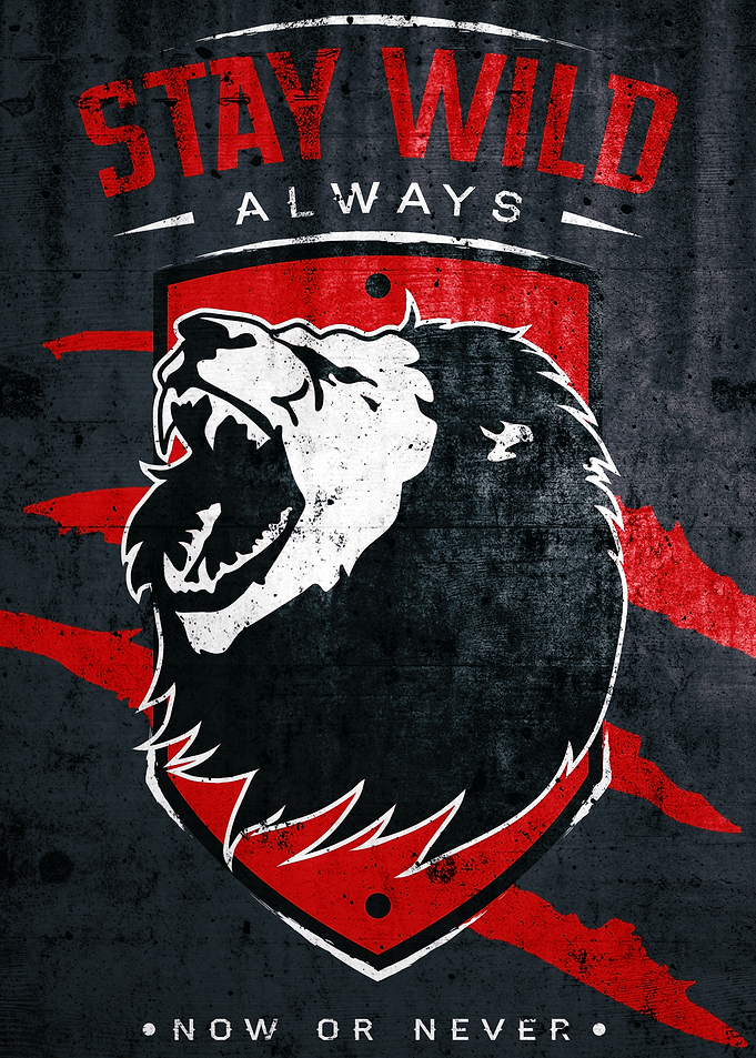 Stay Wild Lion Shield Poster