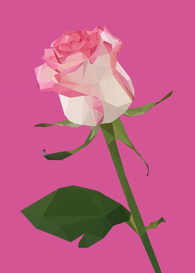 Low Poly Pink Rose Illustration