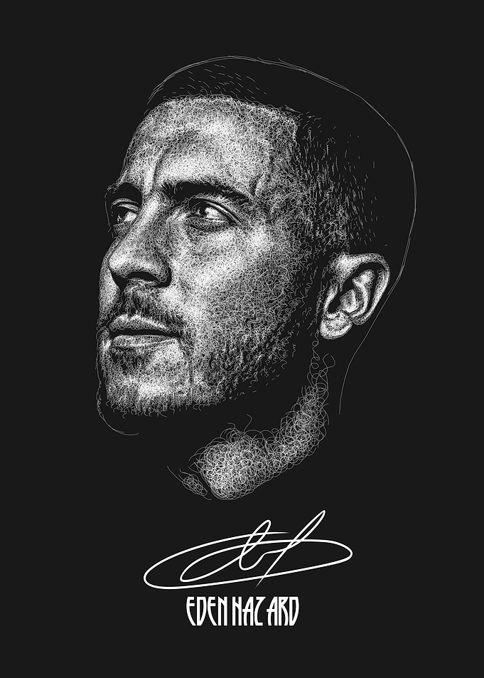 Eden Hazard Stippled Portrait Poster