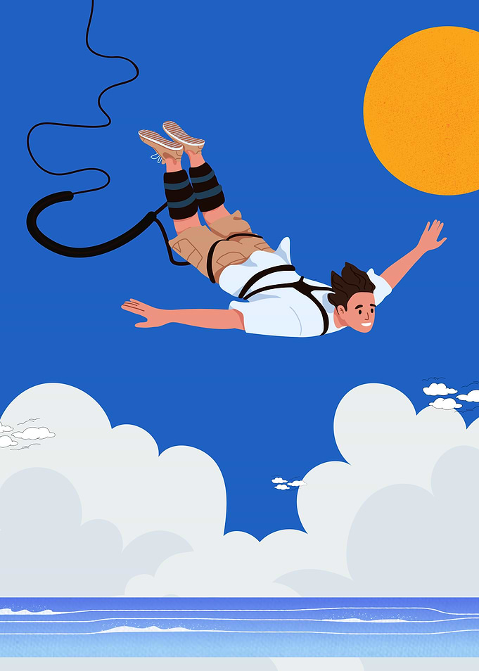 Person Bungee Jumping in Sky
