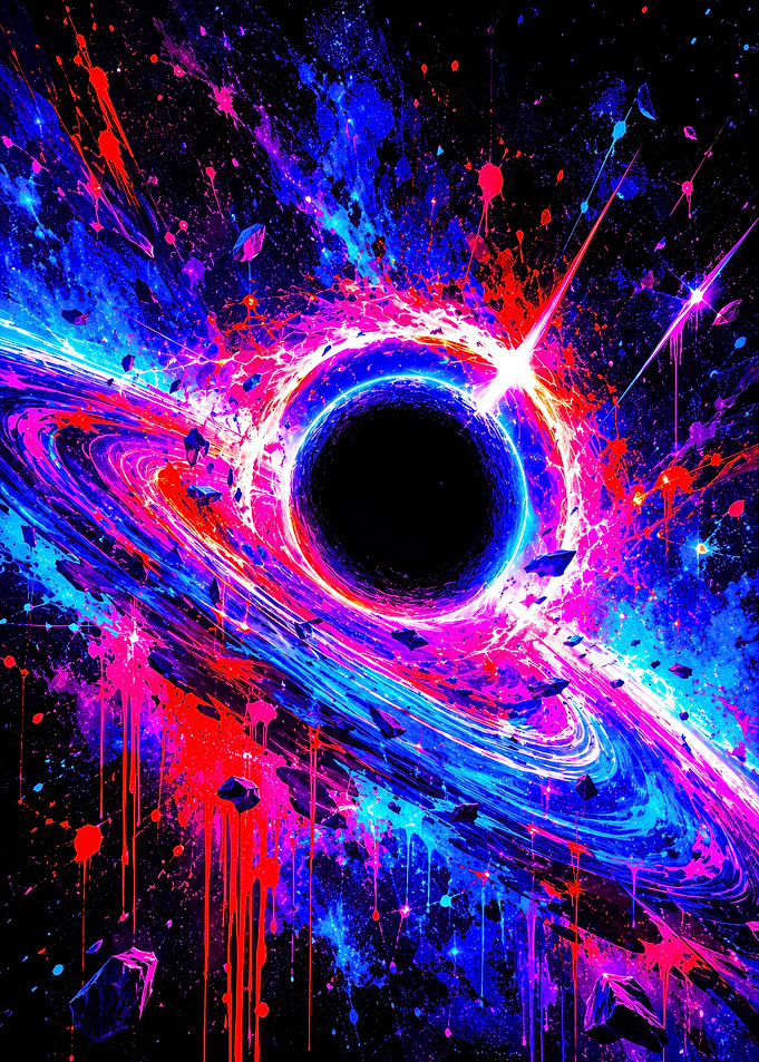 Neon Abstract Black Hole Space Art