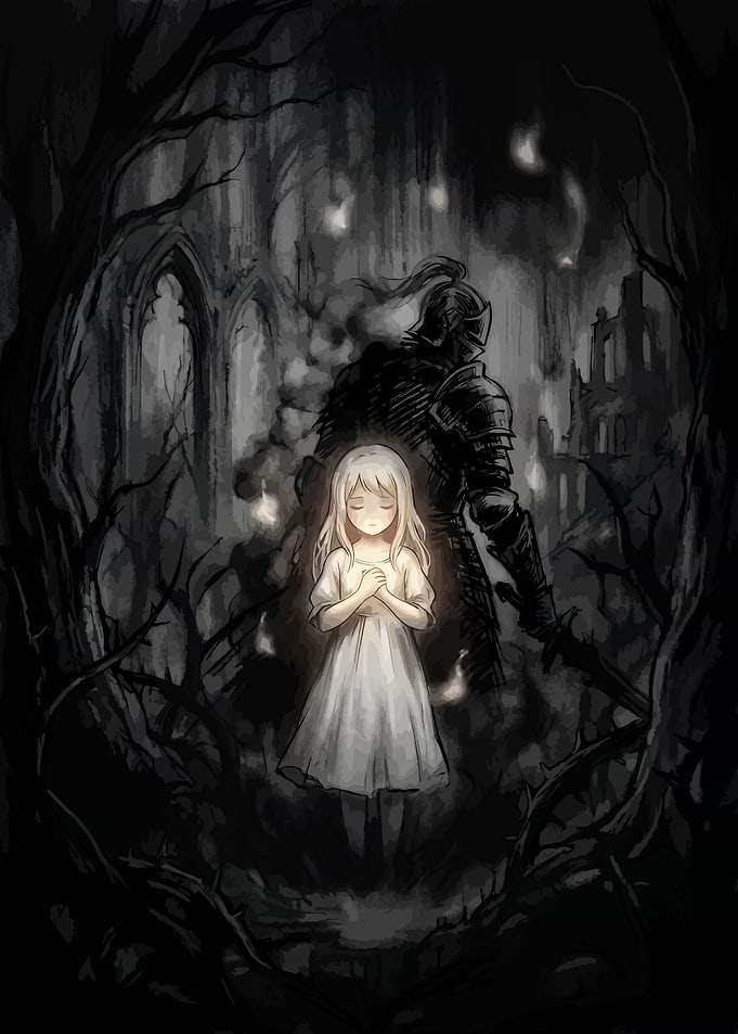 Lily and the Knight from Ender Lilies