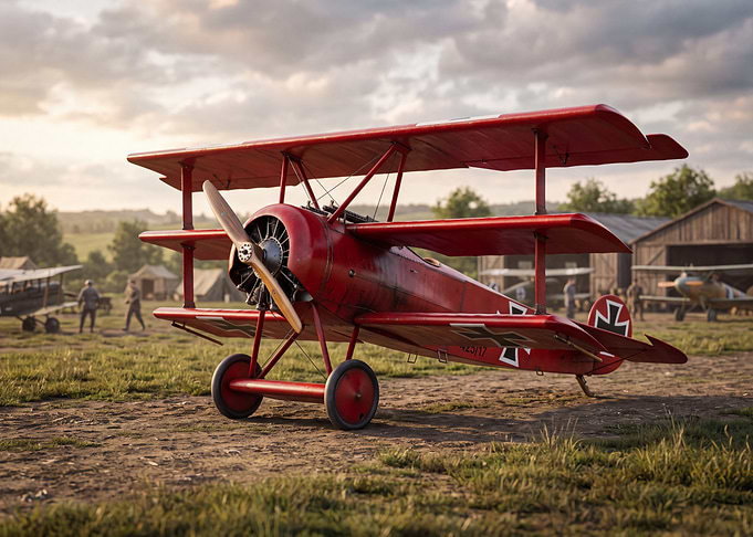 Red Fokker Dr.I Triplane on Airfield