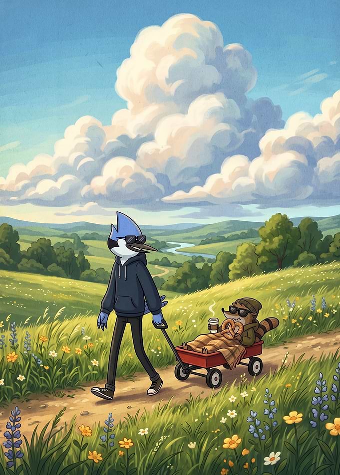 Mordecai and Rigby Summer Stroll