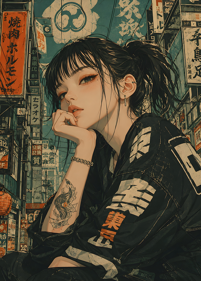 Anime Girl in Urban Street Setting