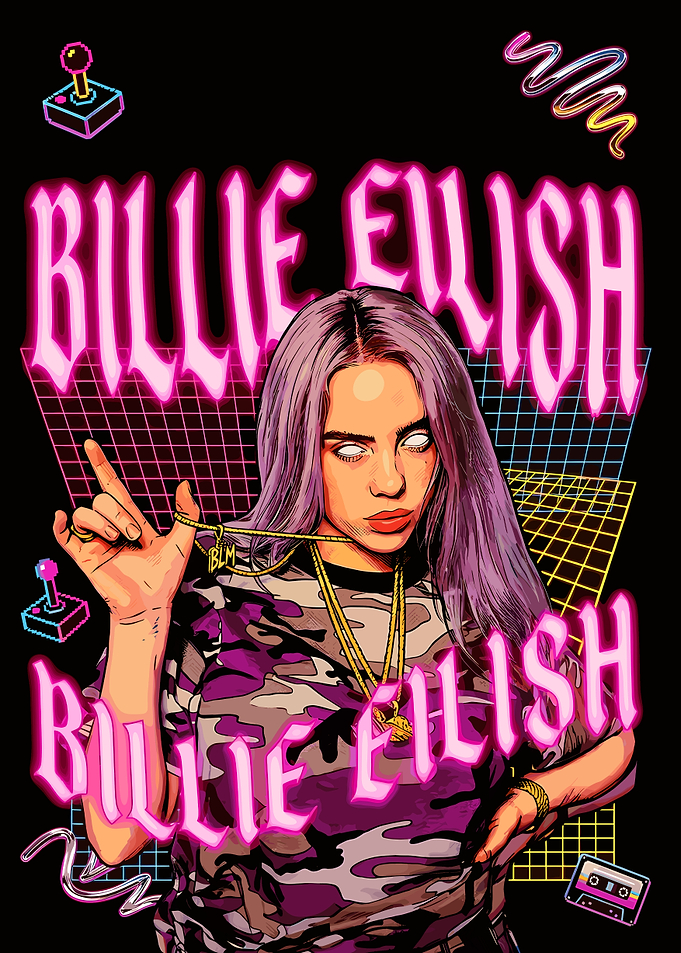 Billie Eilish Retro Neon Poster