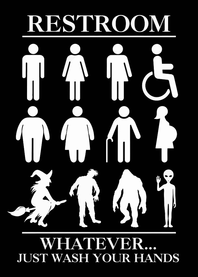 Funny Restroom Sign with Mythical Creatures