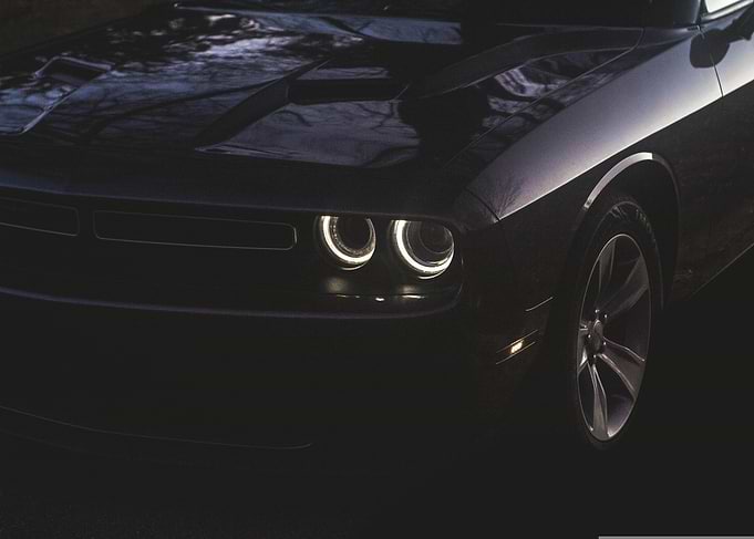 Black Dodge Challenger Front View