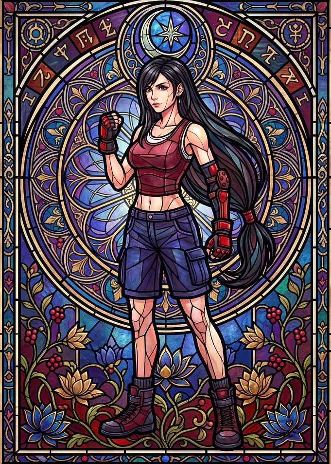 Tifa Lockhart Stained Glass Art