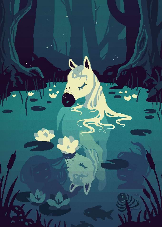 Ethereal Horse in Enchanted Pond