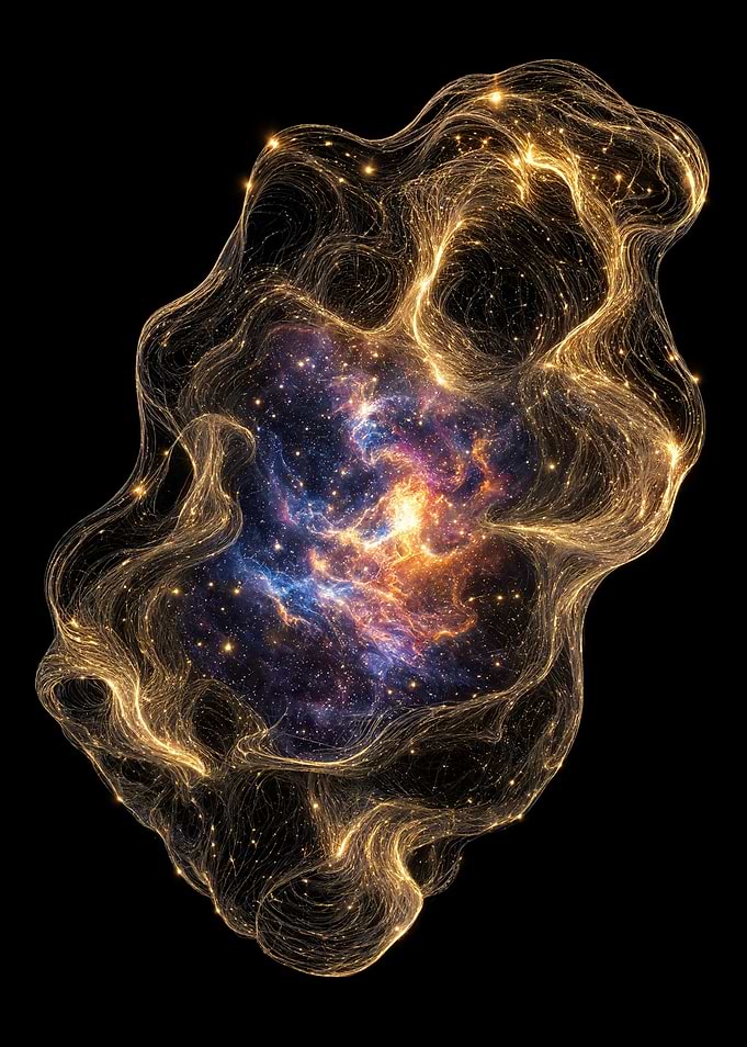Abstract Golden Nebula Energy Flow