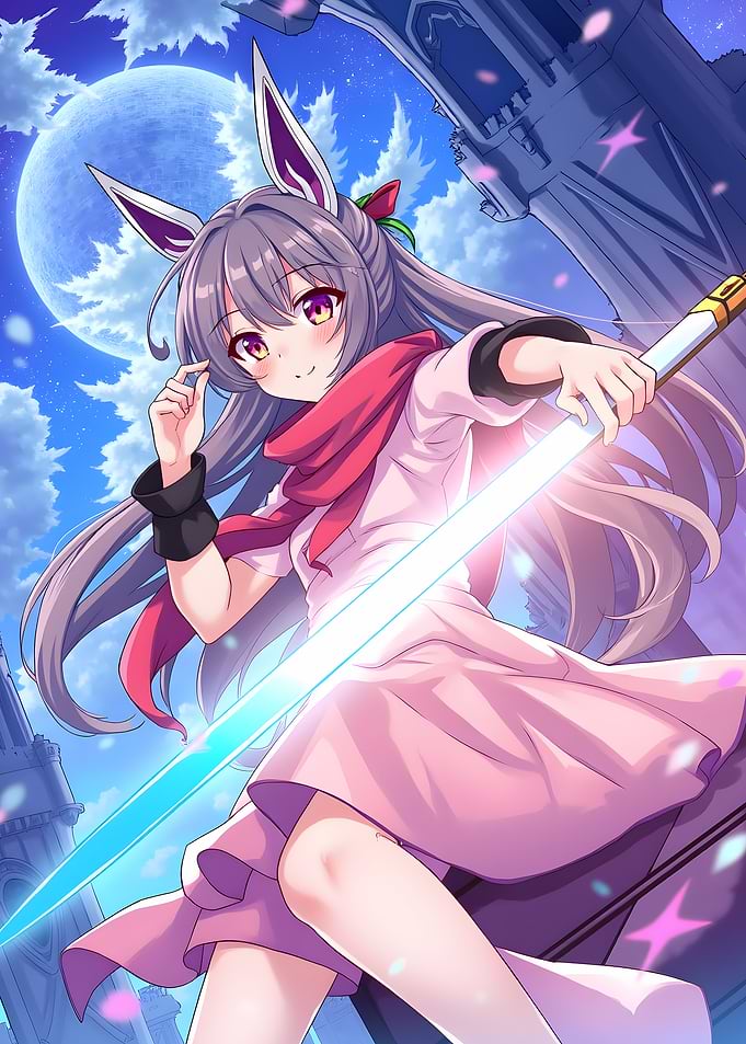 Anime Girl with Glowing Sword
