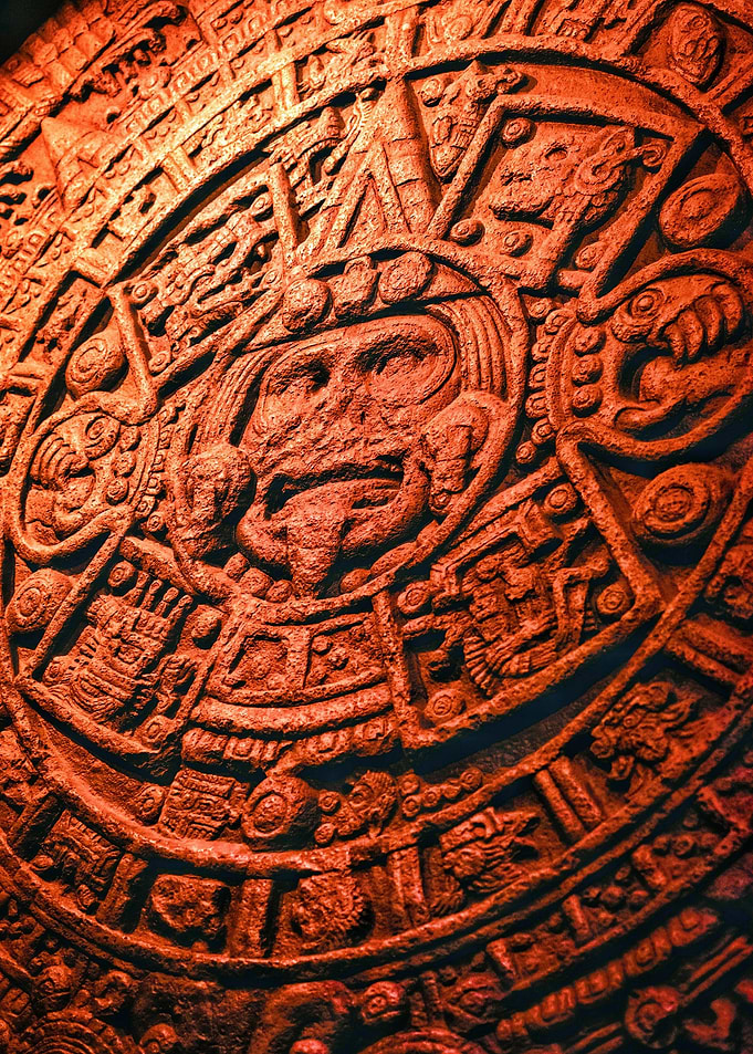Aztec Sun Stone Calendar Relief