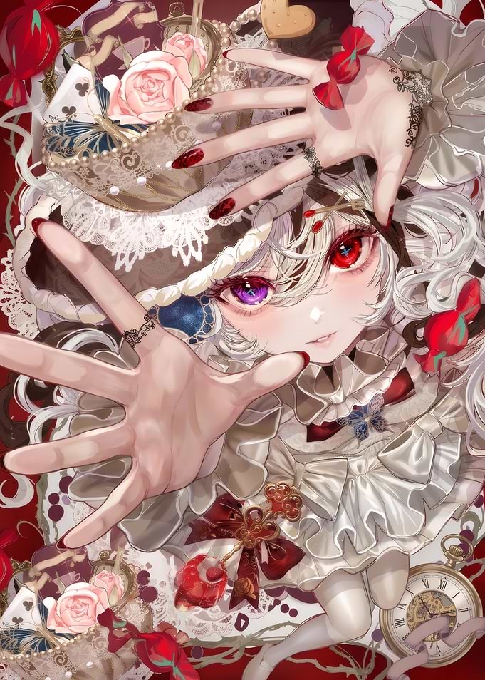 Whimsical Anime Girl with Roses