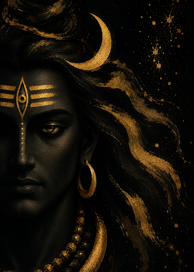 Lord Shiva Golden Artistic Portrait.
