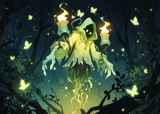 Glowing Forest Spirit with Candles