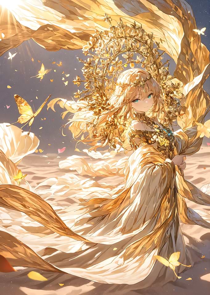 Golden Goddess with Butterflies