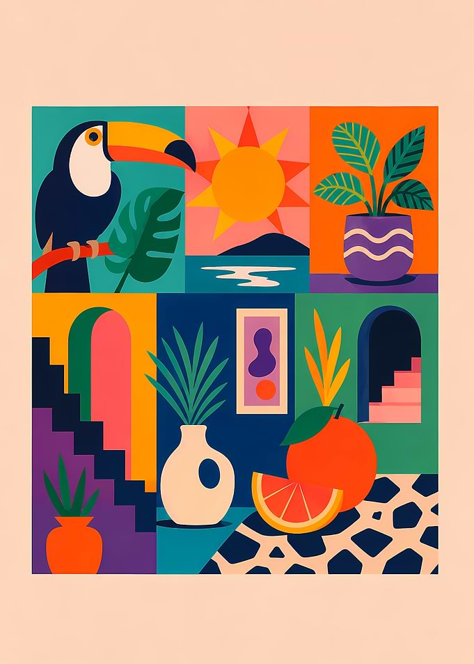 Colorful Tropical Geometric Art Print