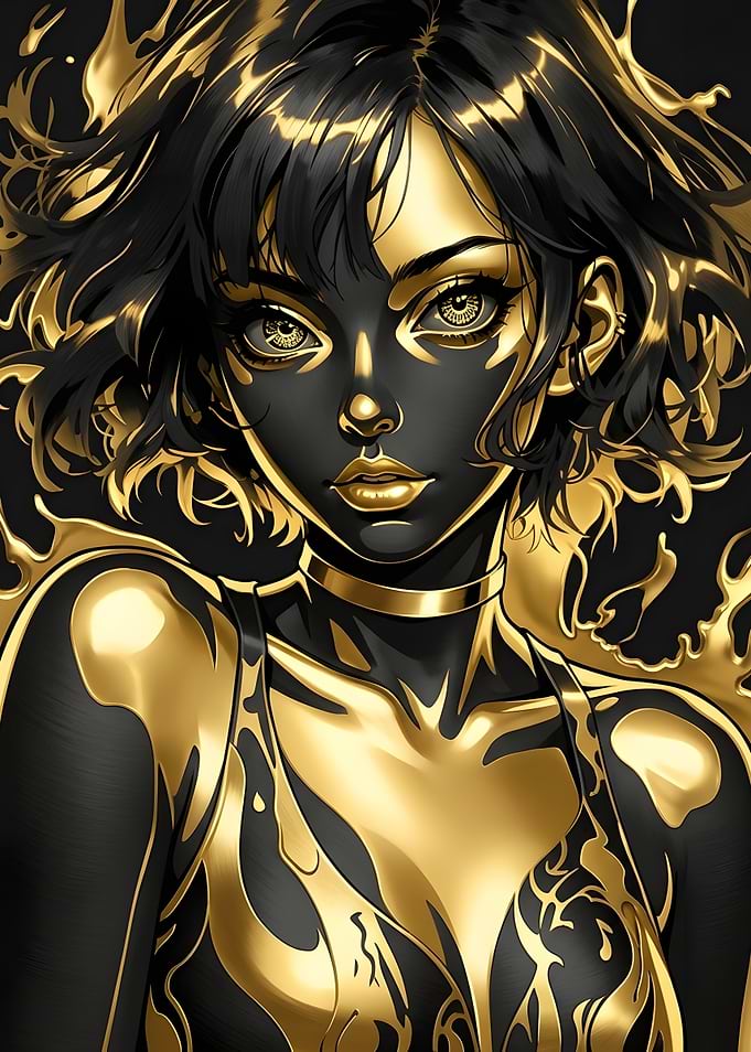 Black and Gold Liquid Portrait