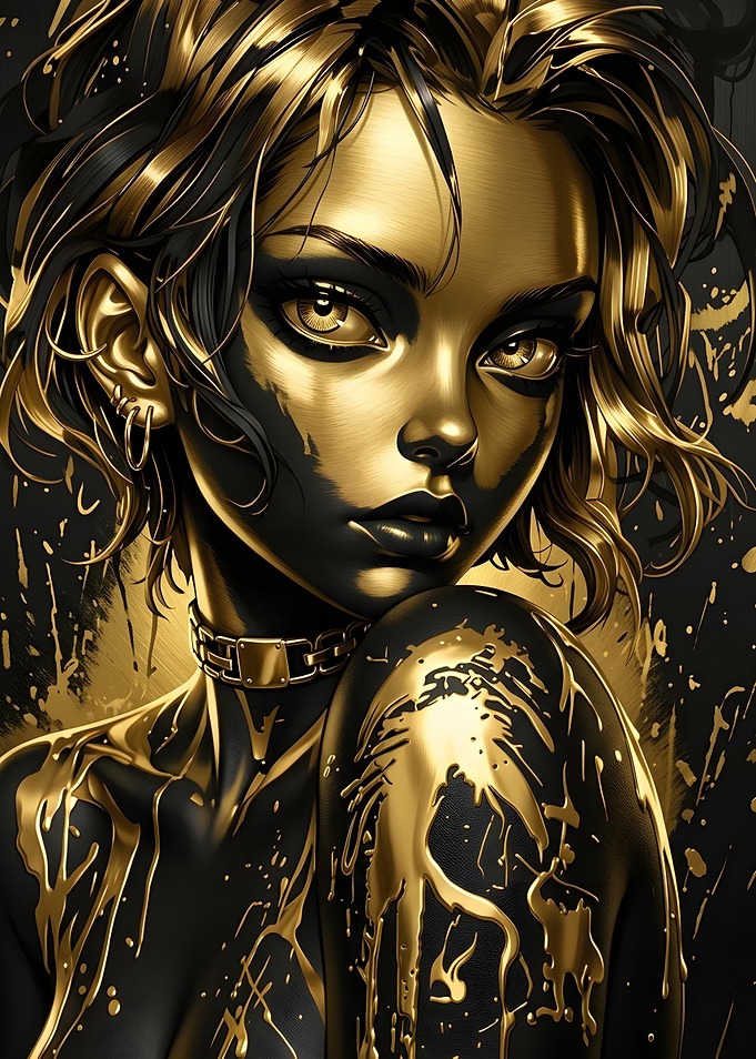 Golden Liquid Portrait of a Woman