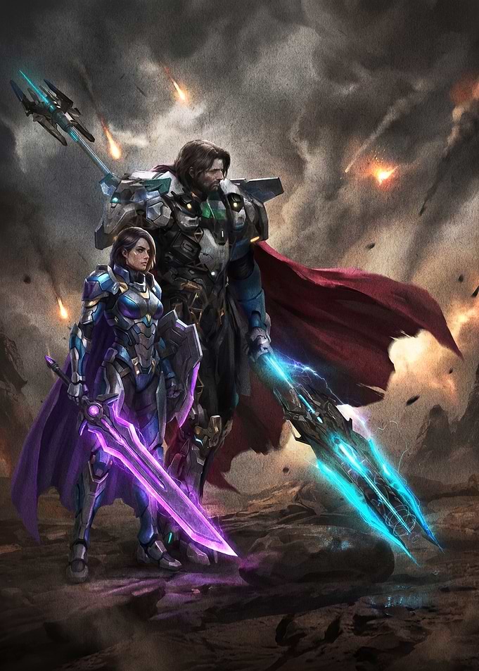 Futuristic Warriors with Glowing Weapons