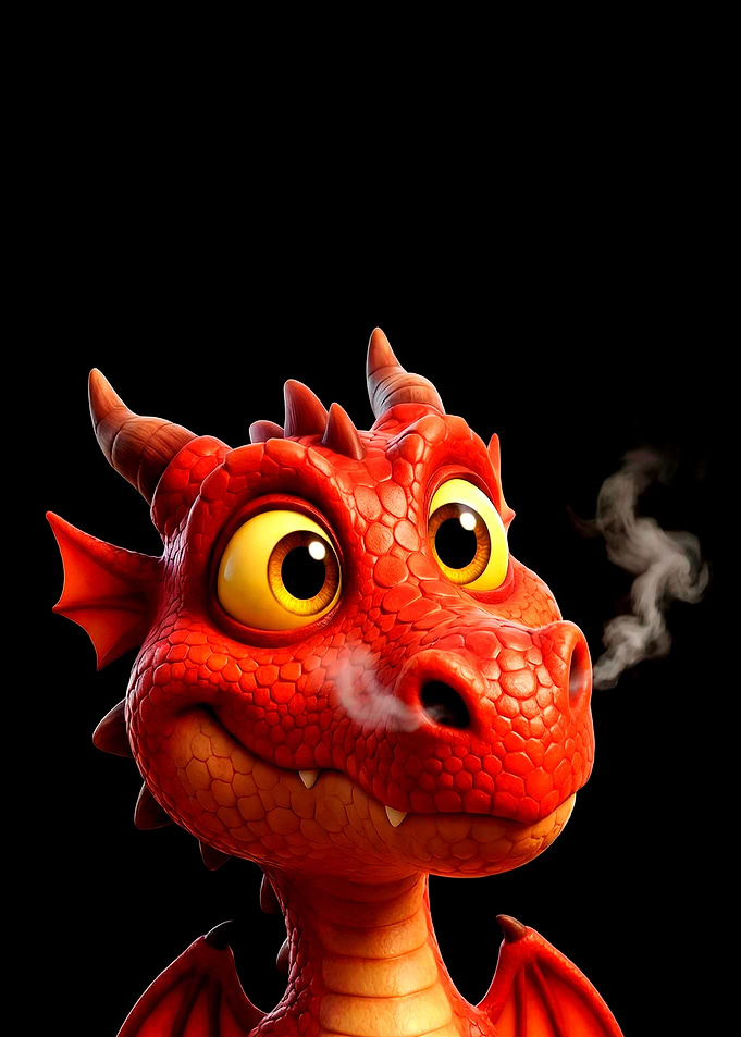 Cute Red Baby Dragon Portrait
