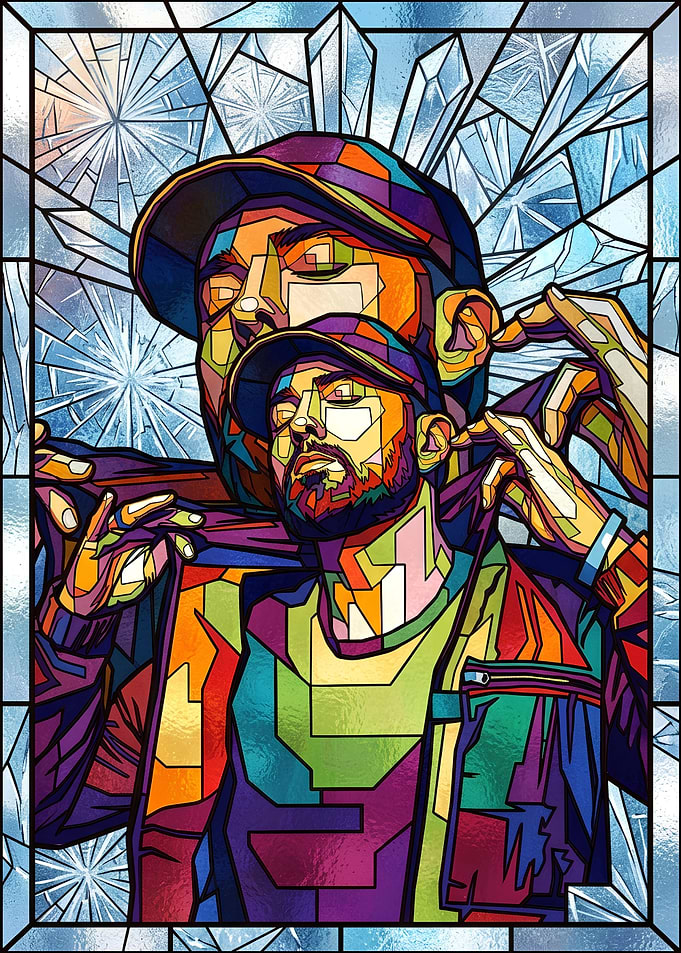 Eminem Stained Glass Pop Art Portrait