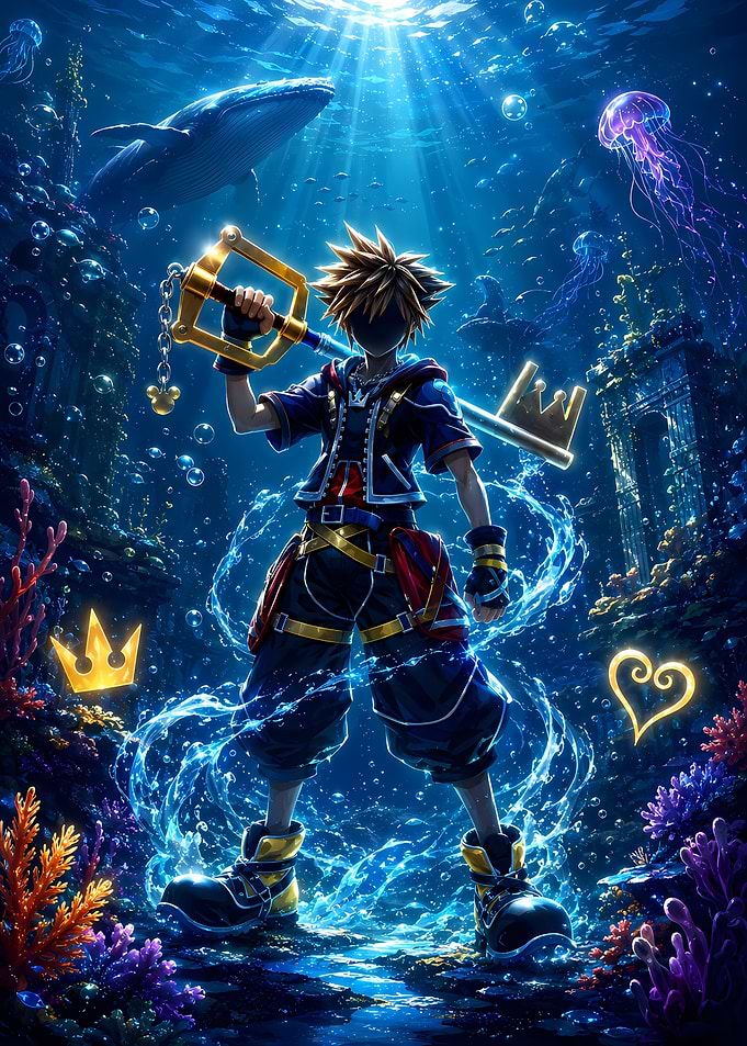Sora Underwater Kingdom Hearts Art