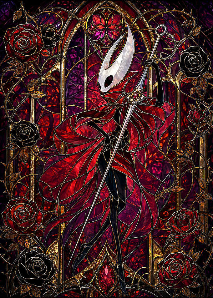 Hornet Hollow Knight Stained Glass Art