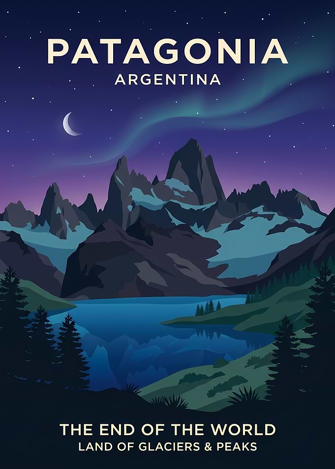 Patagonia Argentina Travel Poster